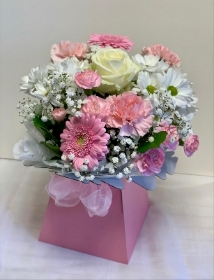 FLORIST CHOICE PINK AND WHITE GIFT BOX