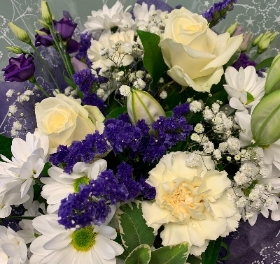 FLORIST CHOICE PURPLE AND WHITE GIFT BOUQUET